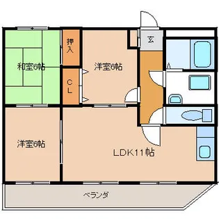 京都府長岡京市馬場1丁目【マンション】の間取り