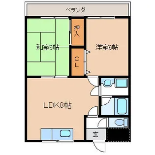 京都府長岡京市友岡2丁目【マンション】の間取り