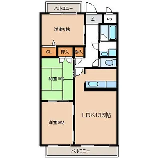 京都府長岡京市井ノ内【マンション】の間取り