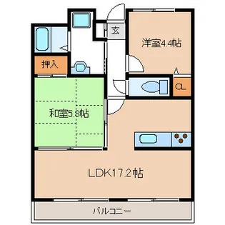 京都府長岡京市友岡川原【マンション】の間取り