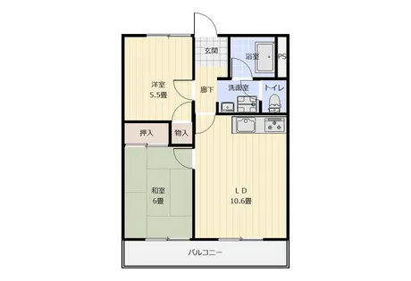 上河原ハイツA棟【201号室】の間取り