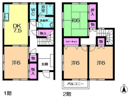 奈良県奈良市押熊町【テラスハウス】の間取り