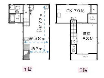サンセレーノ C棟 (ガレージハウス)【2号室】の間取り