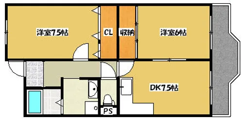 ピュアネスDoi【6-B号室】の間取り
