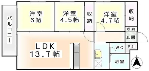 ベルトピア札幌Ⅲ【402号室】の間取り