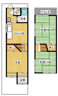 大阪府四條畷市北出町【テラスハウス】の間取り