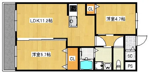 福岡県京都郡苅田町大字南原【アパート】の間取り
