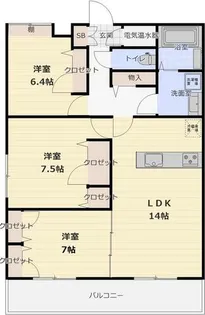 グランドゥール緑丘【106号室】の間取り
