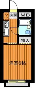 カレッジビラ風見鶏【2B号室】の間取り