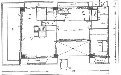 道頓堀グリーンコーポラス【1301号室】の間取り