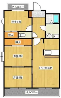 アビタシオン二日市【203号室】の間取り