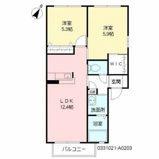 ヴィサージュ本城 A棟【2階】の間取り