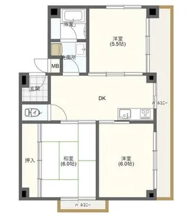 新神戸マンション【502号室】の間取り