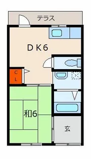 大阪府大阪市東成区中本1丁目【テラスハウス】の間取り