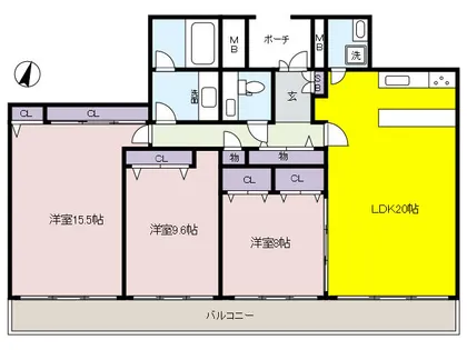 芦屋ロイヤルホームズ【2階】の間取り