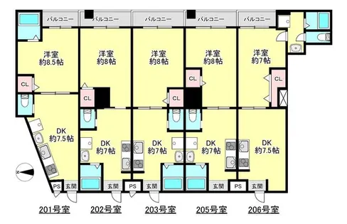 アウスレーゼ長吉【203号室】の間取り