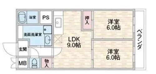 靭公園パークマンション【2階】の間取り