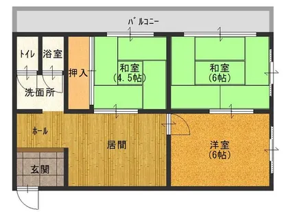 上月ハイツ【1-D号室】の間取り