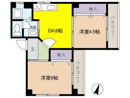 西芦屋マンション【2階】の間取り