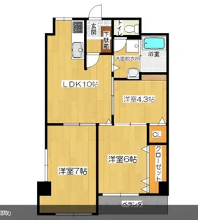 第一堤ハイツ【401号室】の間取り