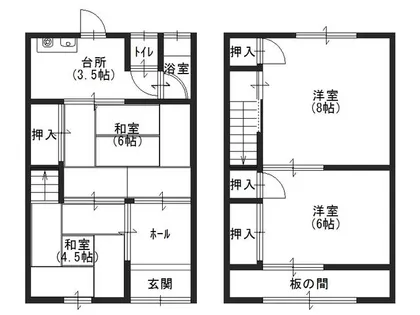 奈良県大和郡山市若槻町【テラスハウス】の間取り