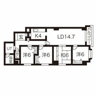 エスポアール円山【4階】の間取り