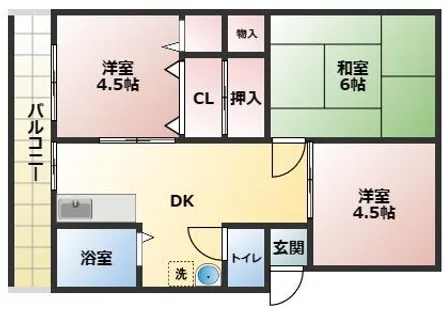 アーバン朝来【2号室】の間取り
