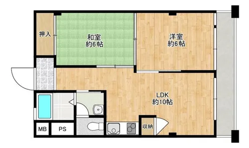 泉ヶ丘コーポラスB棟【6階】の間取り