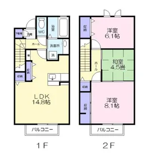 愛知県豊橋市東小鷹野1丁目【アパート】の間取り