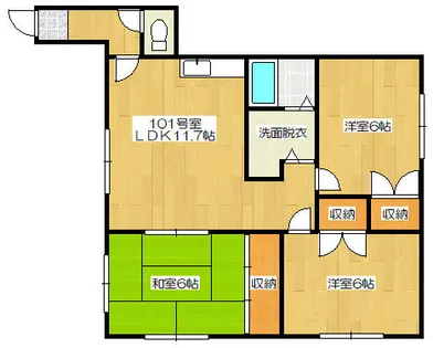 アバカスヴィラ月寒【101号室】の間取り