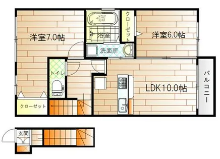 グリーンデューク【201号室】の間取り