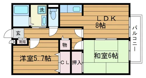 グリーンハイツ岸辺【1階】の間取り
