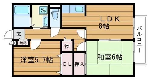 グリーンハイツ岸辺【1階】の間取り