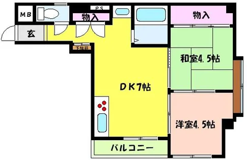 兵庫県神戸市東灘区魚崎北町2丁目【マンション】の間取り