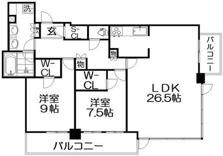 ブランズタワー梅田North【44階】の間取り