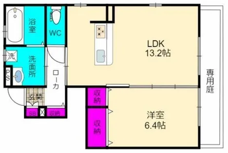 カーム アンシャンテ【1階】の間取り