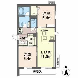 シャーメゾンアグレアーブル【1階】の間取り