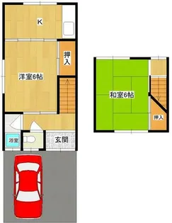 大阪府四條畷市楠公1丁目【テラスハウス】の間取り