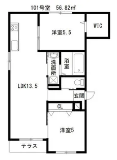 グランメール【101号室】の間取り