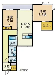 ベレオコート【302号室】の間取り