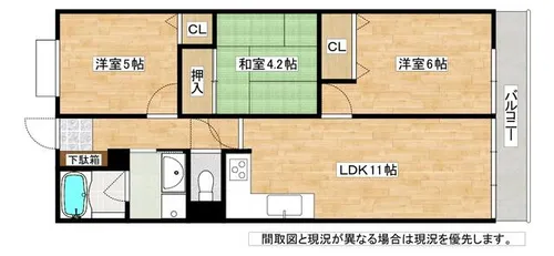 サンモリッツ小倉南ネクシア【3階】の間取り