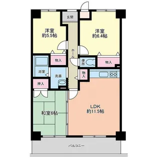 北九州市住宅供給公社 ルワージュ天神町【1号室】の間取り