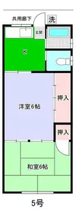 若葉荘(北棟)【5号室】の間取り