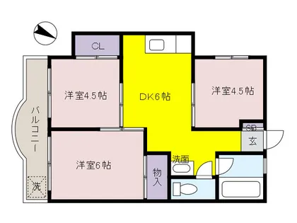 サンコート芦屋【3階】の間取り