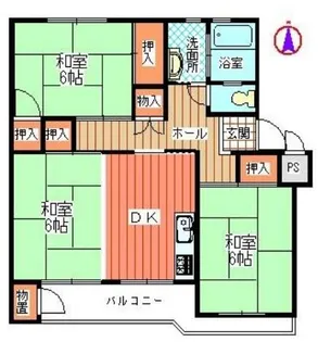 野立ハイツB棟【501号室】の間取り