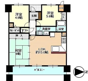 パセオ甲東【12階】の間取り
