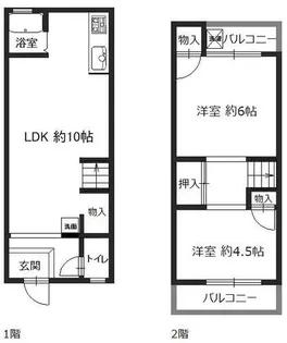 大阪府堺市北区大豆塚町2丁【テラスハウス】の間取り