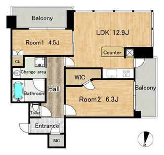 ロジュマンタワー梅田【16号室】の間取り