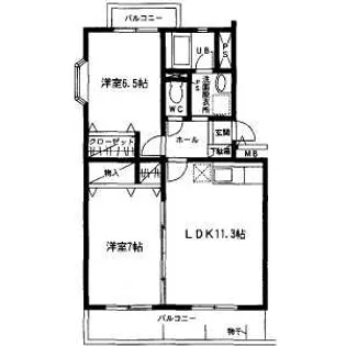 高師プラザ北棟【1C号室】の間取り