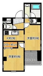 カジス六本松【402号室】の間取り